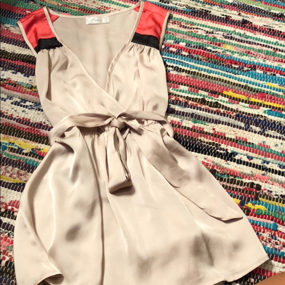 Cream coral and brown blouse